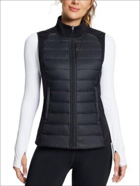 Lightweight Warm Puffer Vest Winter Running Sleeveless Zip Jacket